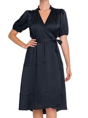 Draper James Black Wrap Midi Dress XXL NWT Flowy Feminine